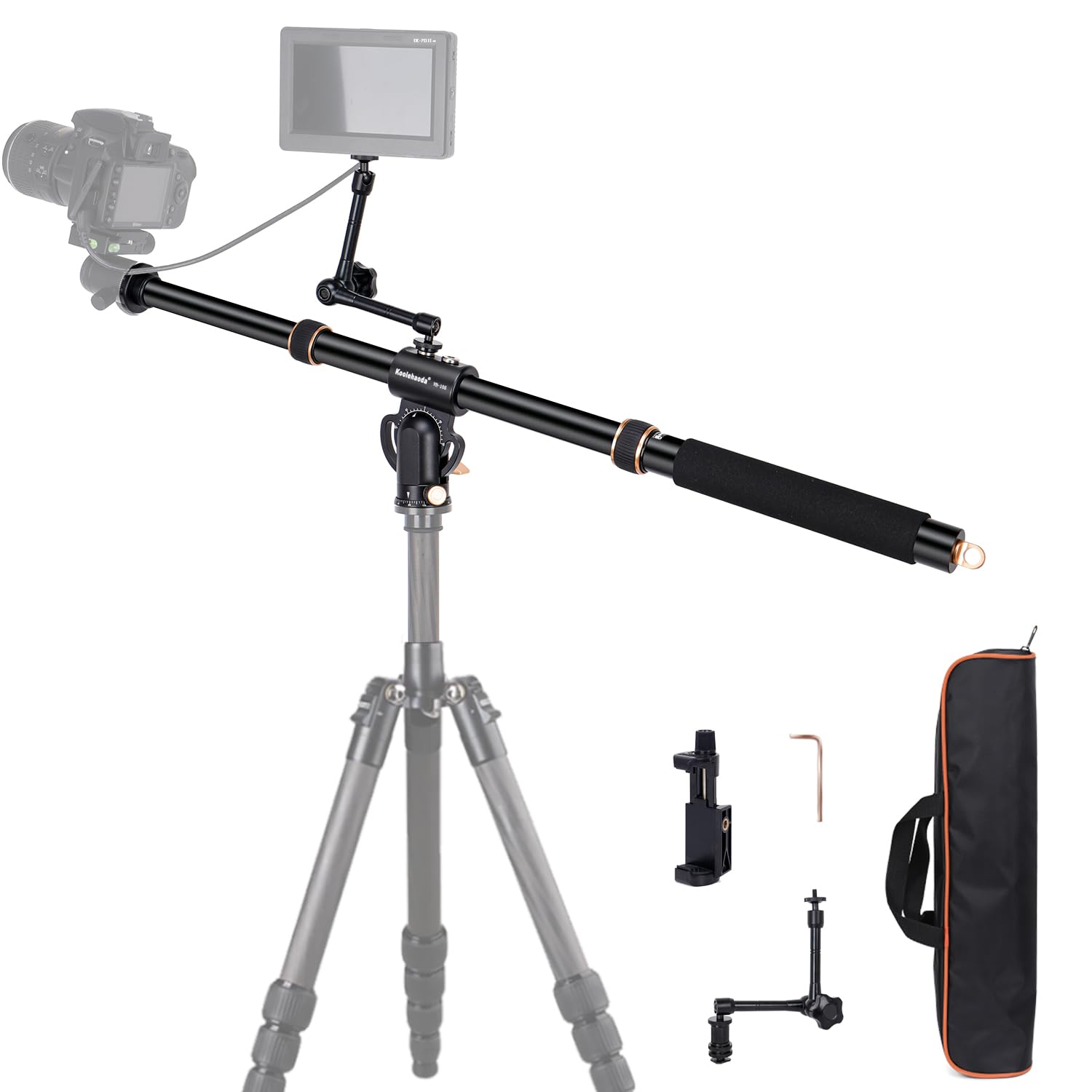 Koolehaoda Brazo de extensión de trípode de 105 cm Eje Central Horizontal Giratorio de 360 ​​​​° Brazo de extensión de trípode Ajustable verticalmente de 180 ° para cámara Fotografía aérea Macro