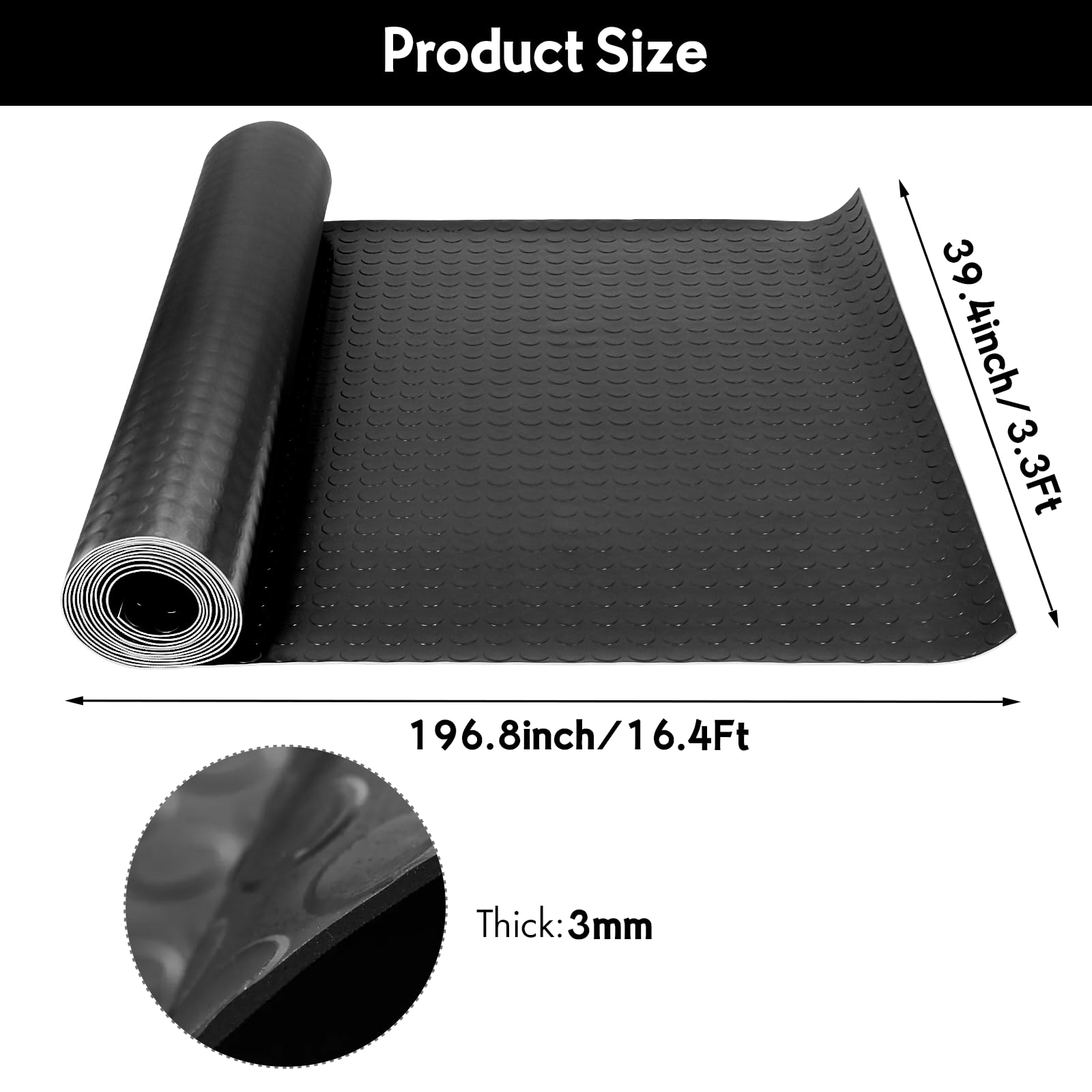 tonchean Gummimatte Antirutsch Matte 100x500cm Gummi Bodenmatte Bodenbelag Schutzmatte Garagenbodenmatte Werkstattboden für Gym Shed Van Garage Workshop