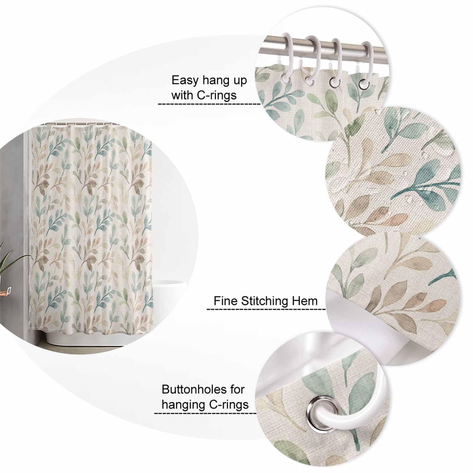 Rosalla 13-Piece Shower Curtain Set with Hooks, Blue, 72x72 Inches