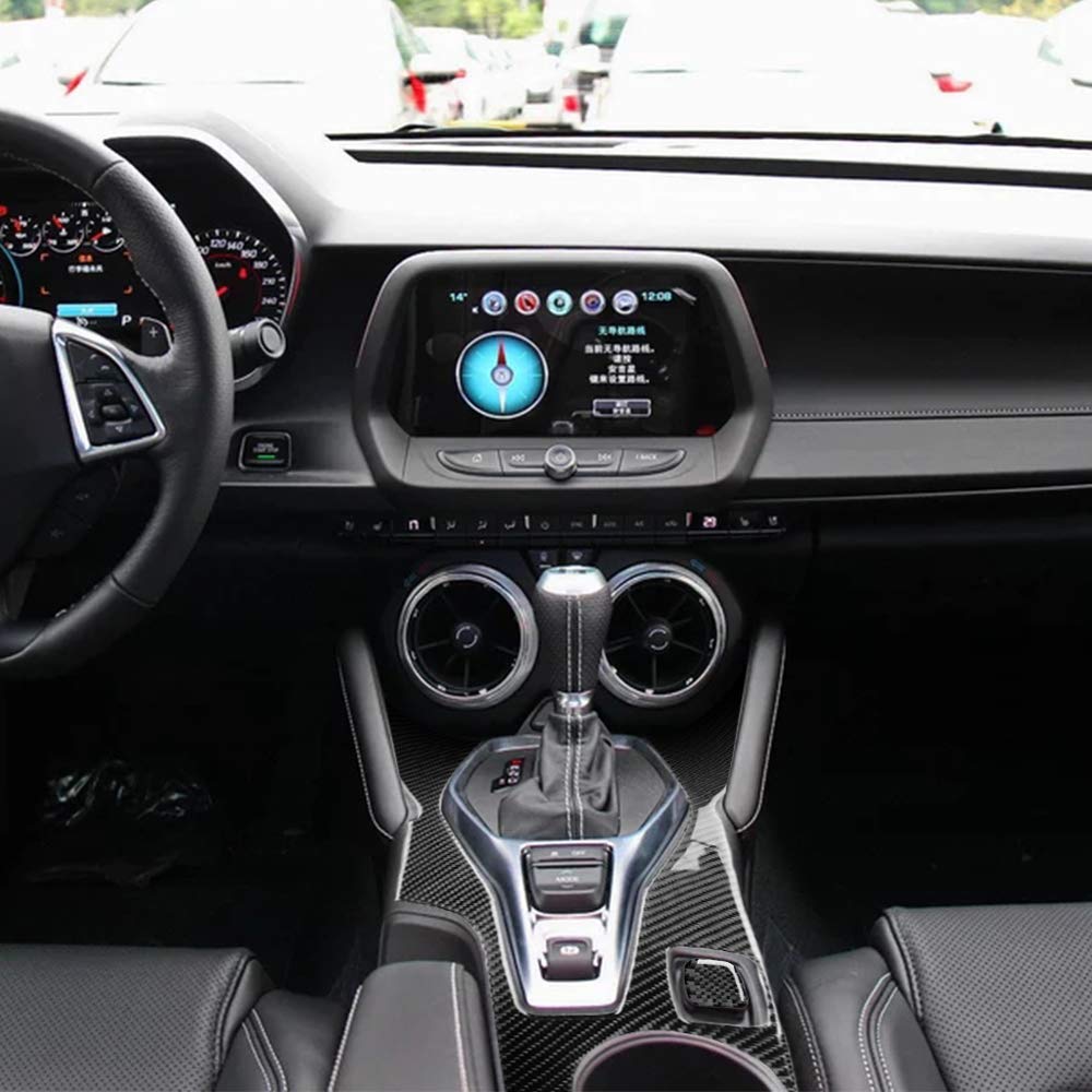 Carbon Fiber Central Control Gear Decorative Panel Frame Trim for Chevrolet Camaro 2017-2019