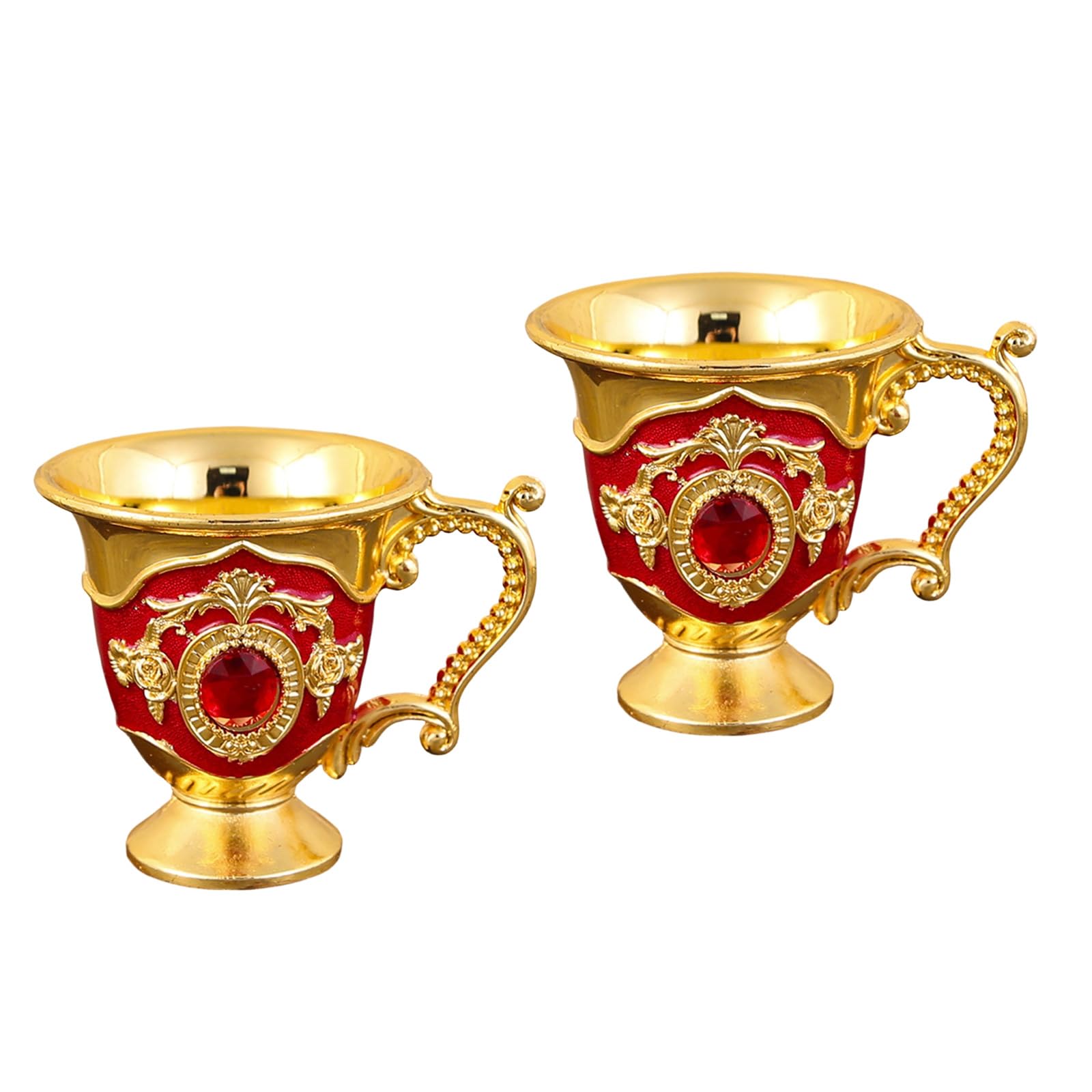 ZEPFJHE 2Pieces Retro Zincs Alloys Whiskeys Shot Cups for Cocktails and Gift Traditional Barwares Set
