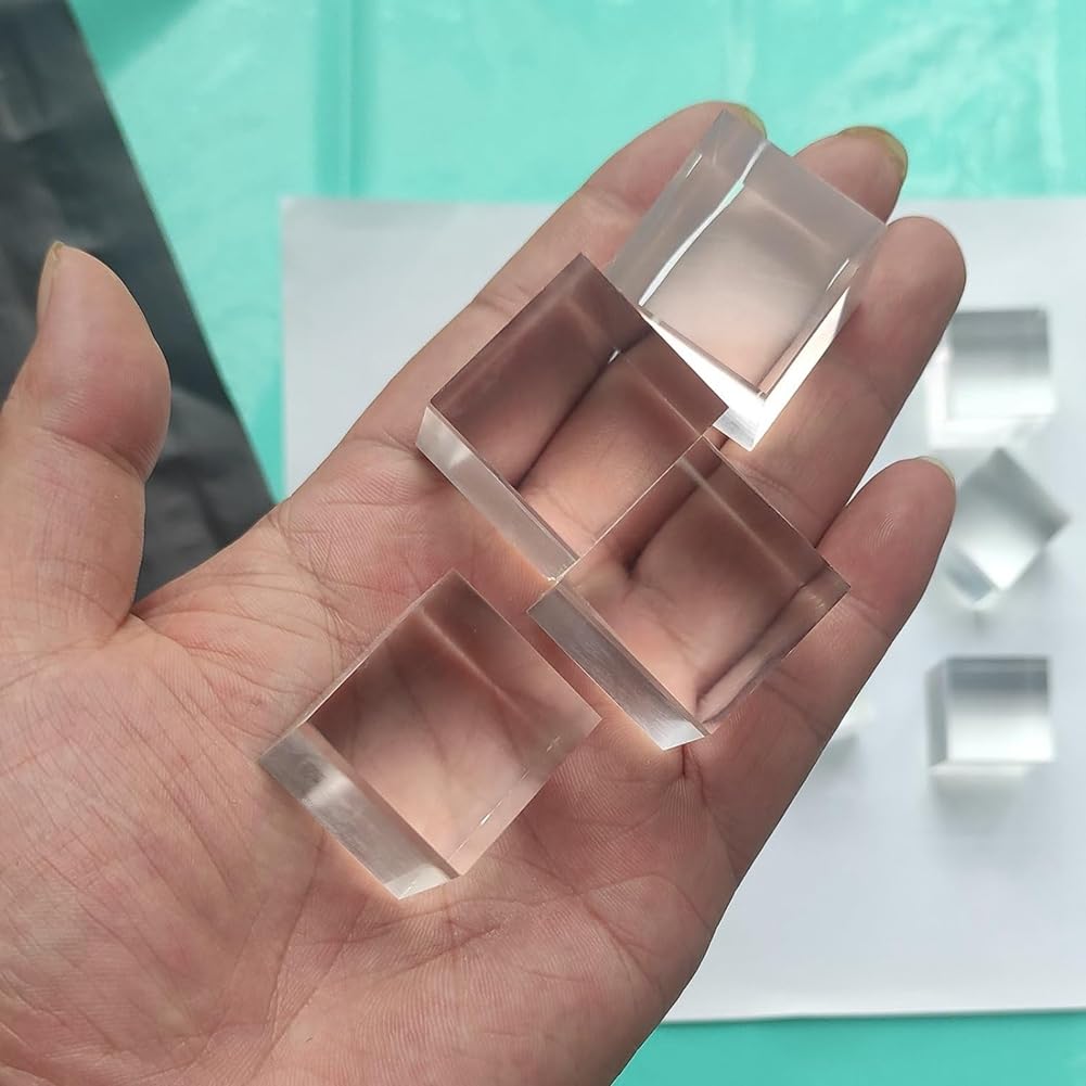 10 Stück quadratische Acrylblöcke, transparent, 2,5 x 2,5 x 2,5 cm – die Seiten sind poliert, quadratischer Schaft aus Kunststoff und einfach zu installieren