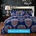 Duvet Cover Sets King Size 3-pieces , Blue Vintage Boho Bohemia Exotic Patterns Design,Without Comforter (King, (1Duvet Cover+2Pillowcases)#01)