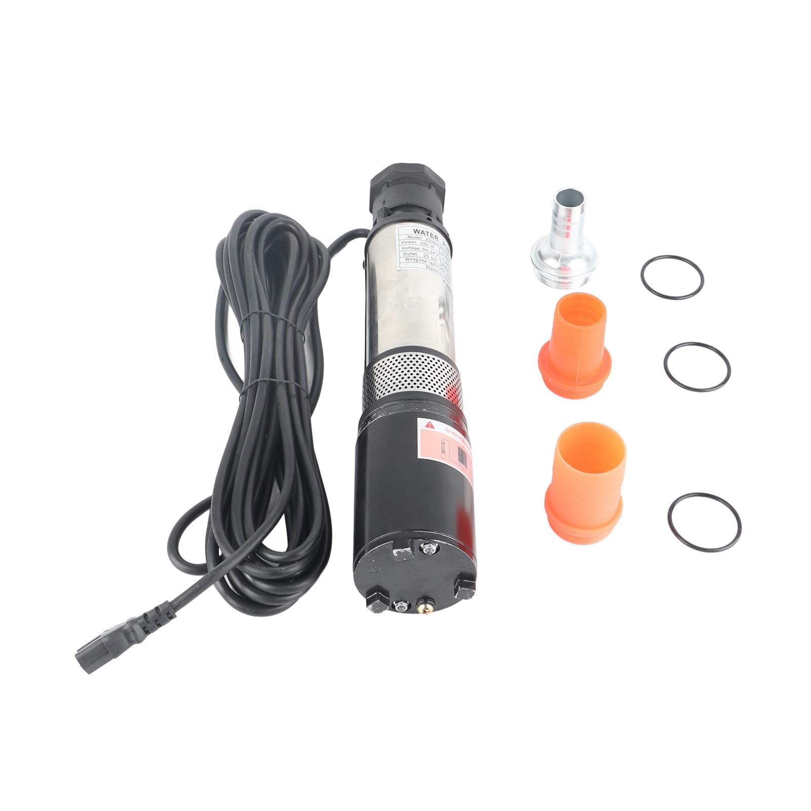 Bomba de pozo profundo solar de 24 V, 220 W, acero inoxidable IP68, alta eficiencia y 20 m de máxima, ideal para riego agrícola, acuicultura y uso doméstico