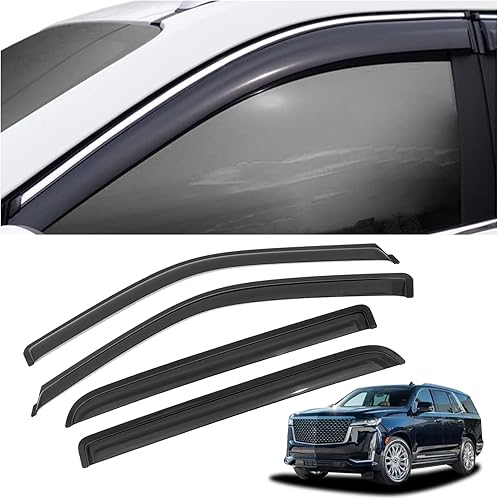 SAOKNCE 4 protectores de lluvia extra duraderos para Chevy TahoeCadillac EscaladeGMC Yukon 2021-2022, deflectores de ventana, viseras de ventana