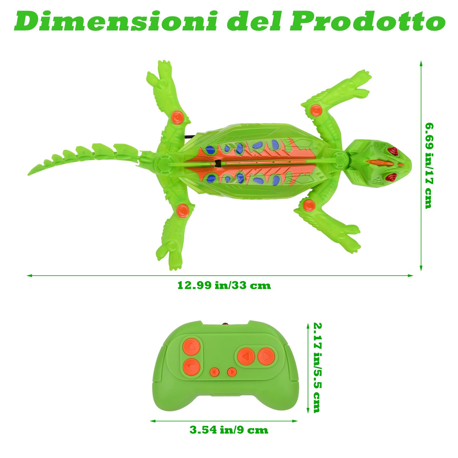 Camaleonte Telecomandato, Giochi che Si Arrampica su Pareti e Soffitti, con Occhi LED Luminosi, Movimenti Realistici, facile da controllare, Giocattolo per Bambini e Bambine, 4+ Anni (lucertole)