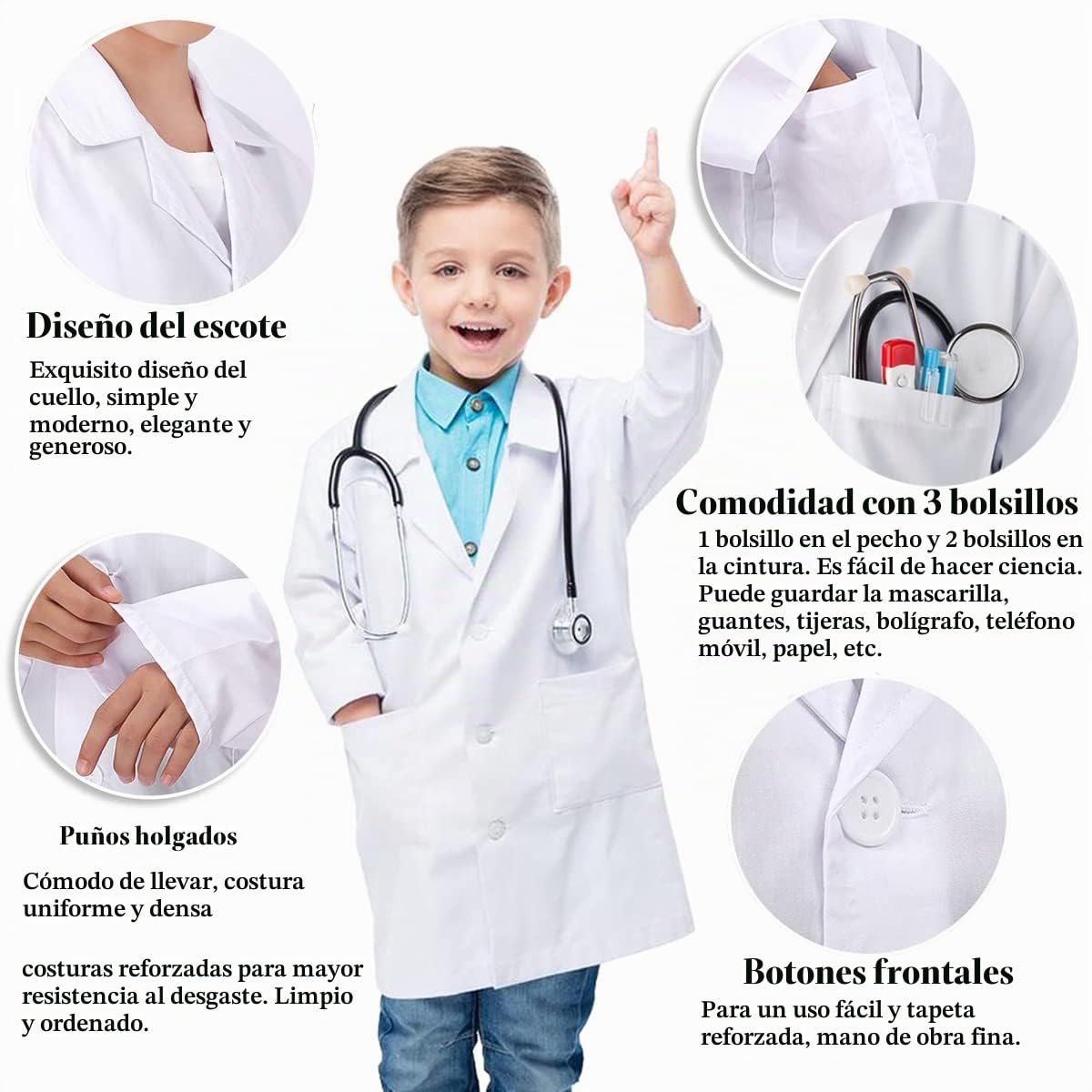 Bata Blanca Niña, Bata de Laboratorio Hombre Mujer
