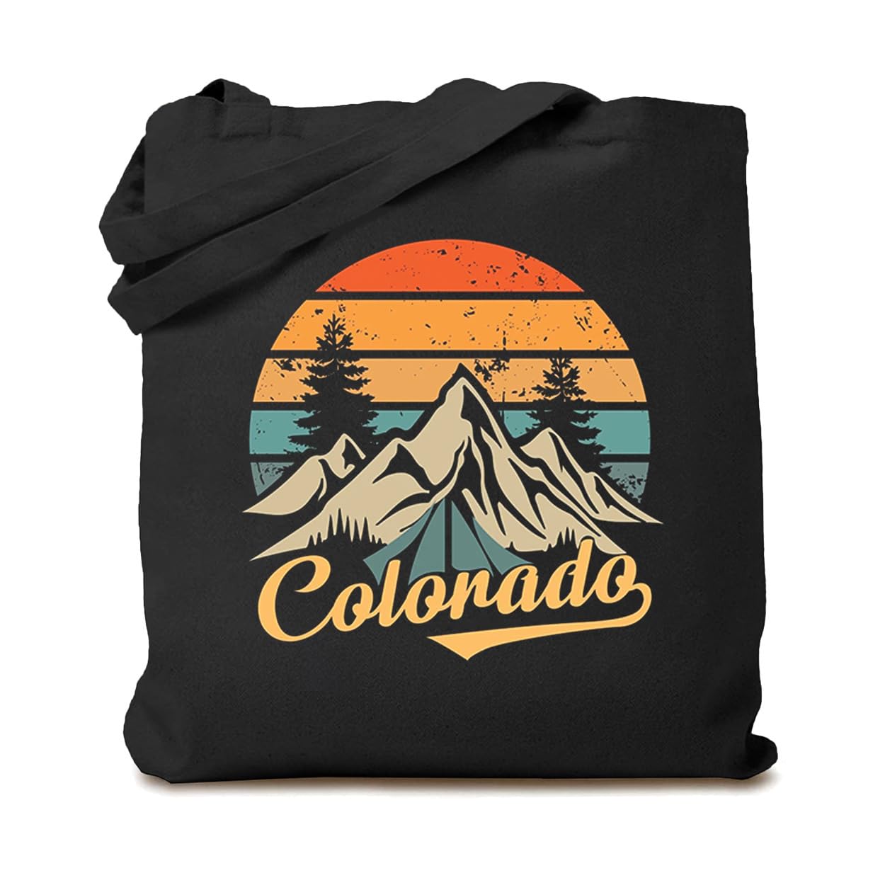 Hiking Camping Canvas Tote Bag for Women Colorado Mountain Shopping Bag Eco-Friendly Reusable Grocery Bag
