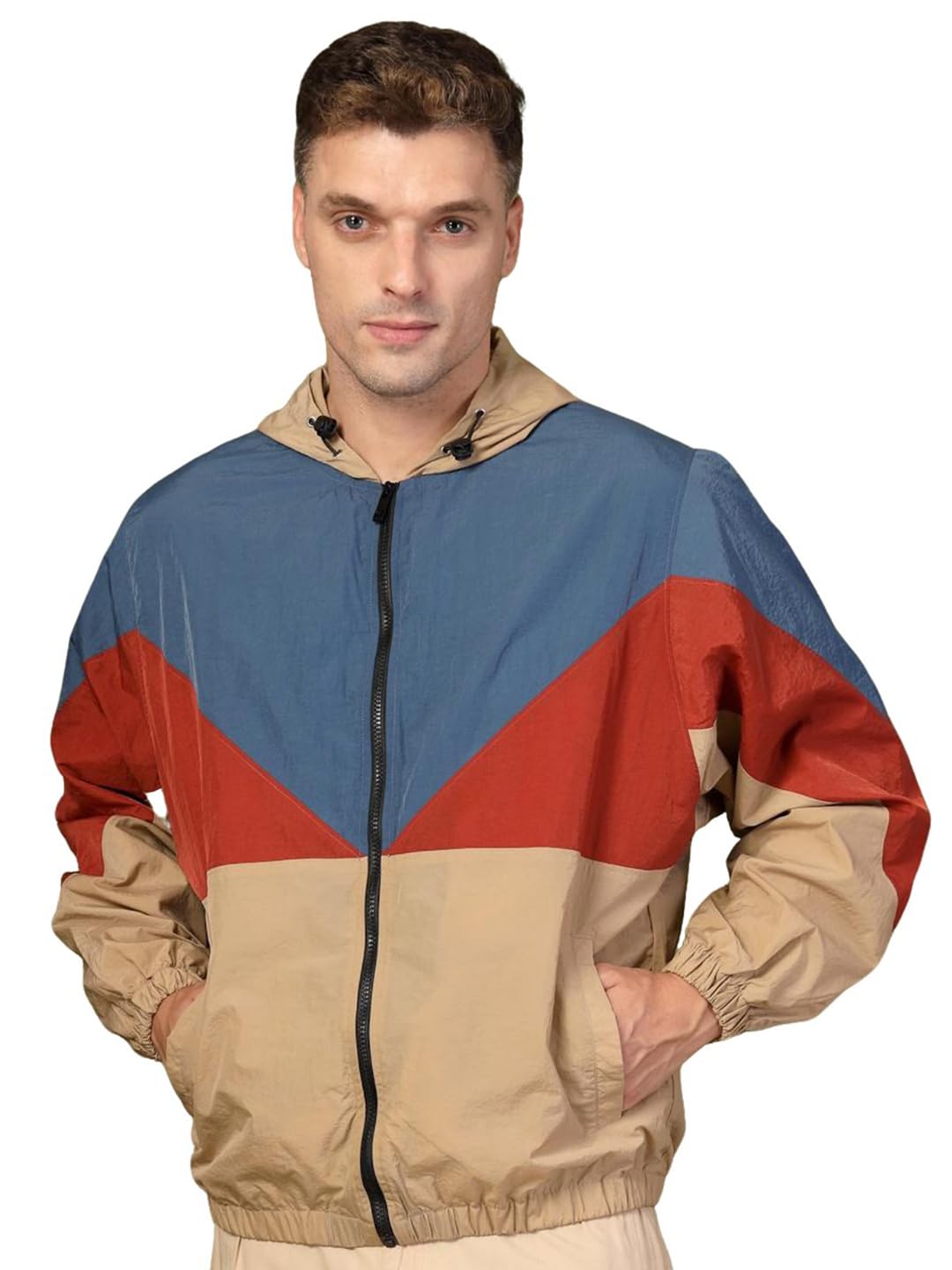 Chico⭐︎ CHKOKKO Men Winter Stylish Wind Cheater Hooded Sports Zipper