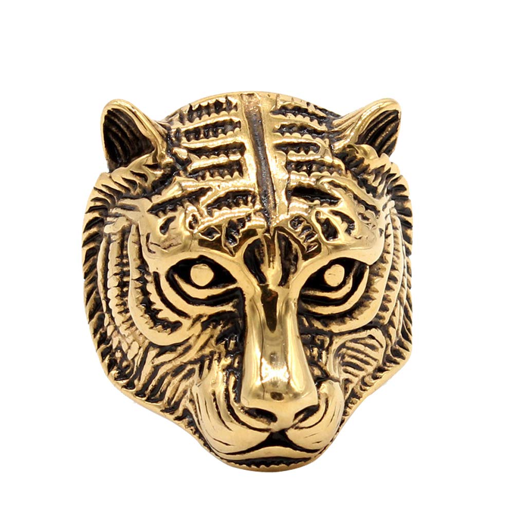 CARTER PAUL Tiger Head Men's Titanium Ring Animal Rings