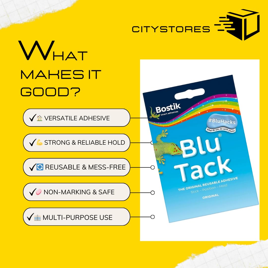 60g Blue Tack Blu Tack Sticky Bluetack Ufficio Originale Home - Citystores