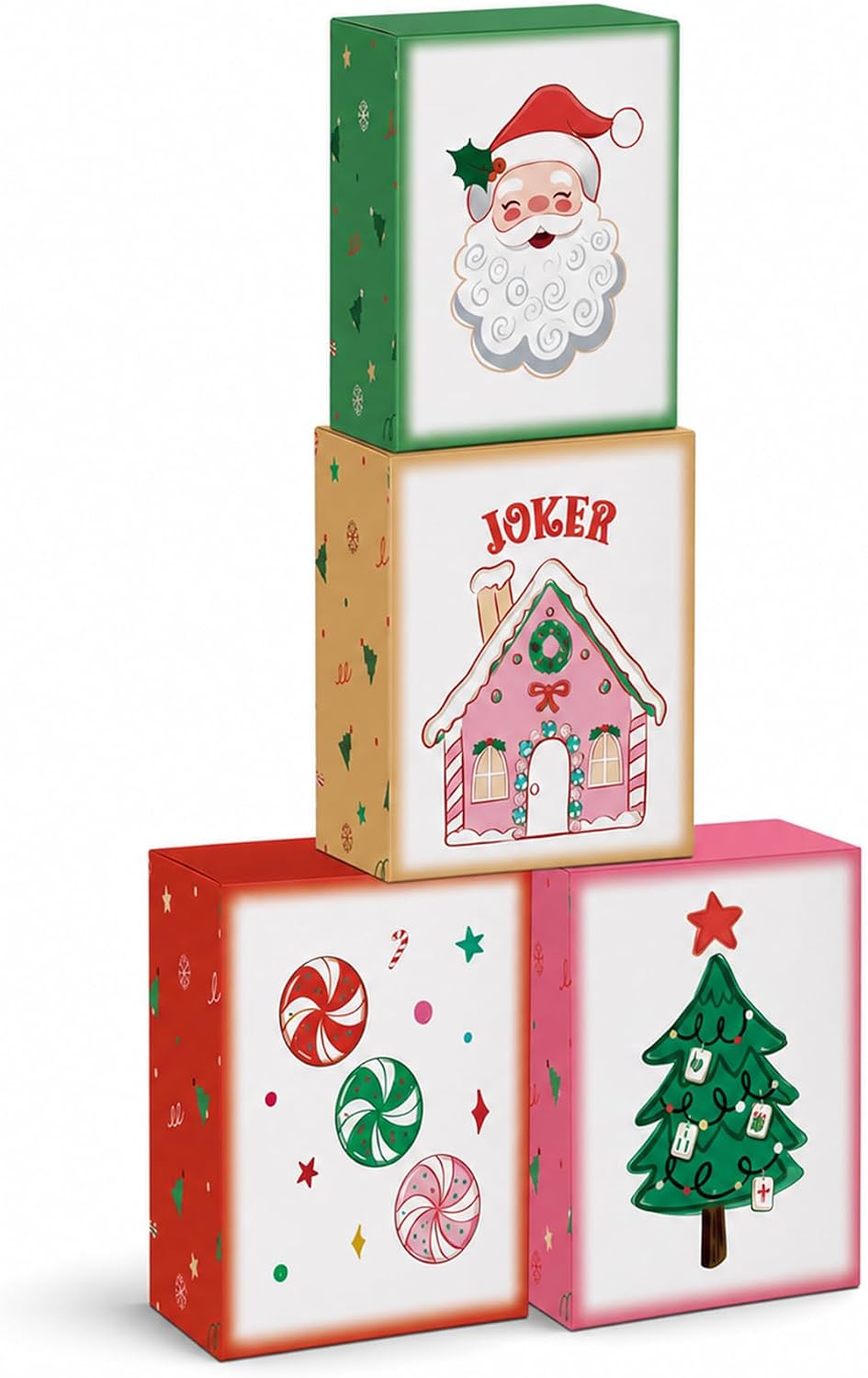 4PCS Christmas Mahjong Party Decorations, Giant Mahjong Tile Party Boxes