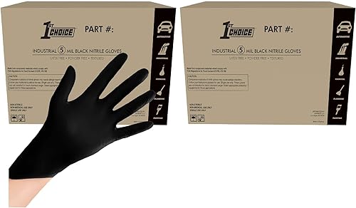 1st Choice Nitrile Gloves Disposable Latex-Free, Black, 5 Mil for Cooking, Cleaning, Automotive, Industrial, Food Prep, Home