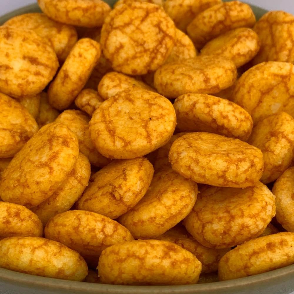NULTHY 1kg - Galletas de Arroz al Curry Amarillo, Snack Crujiente Aromático, Aperitivo Exótico