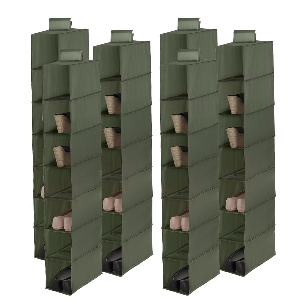 Lot de 12 étagère Souple à Suspendre, Organisateur Suspendu de Placard, Rangement avec 7 Compartiments - Longueur 30 x Profondeur 15 x Hauteur 105 cm