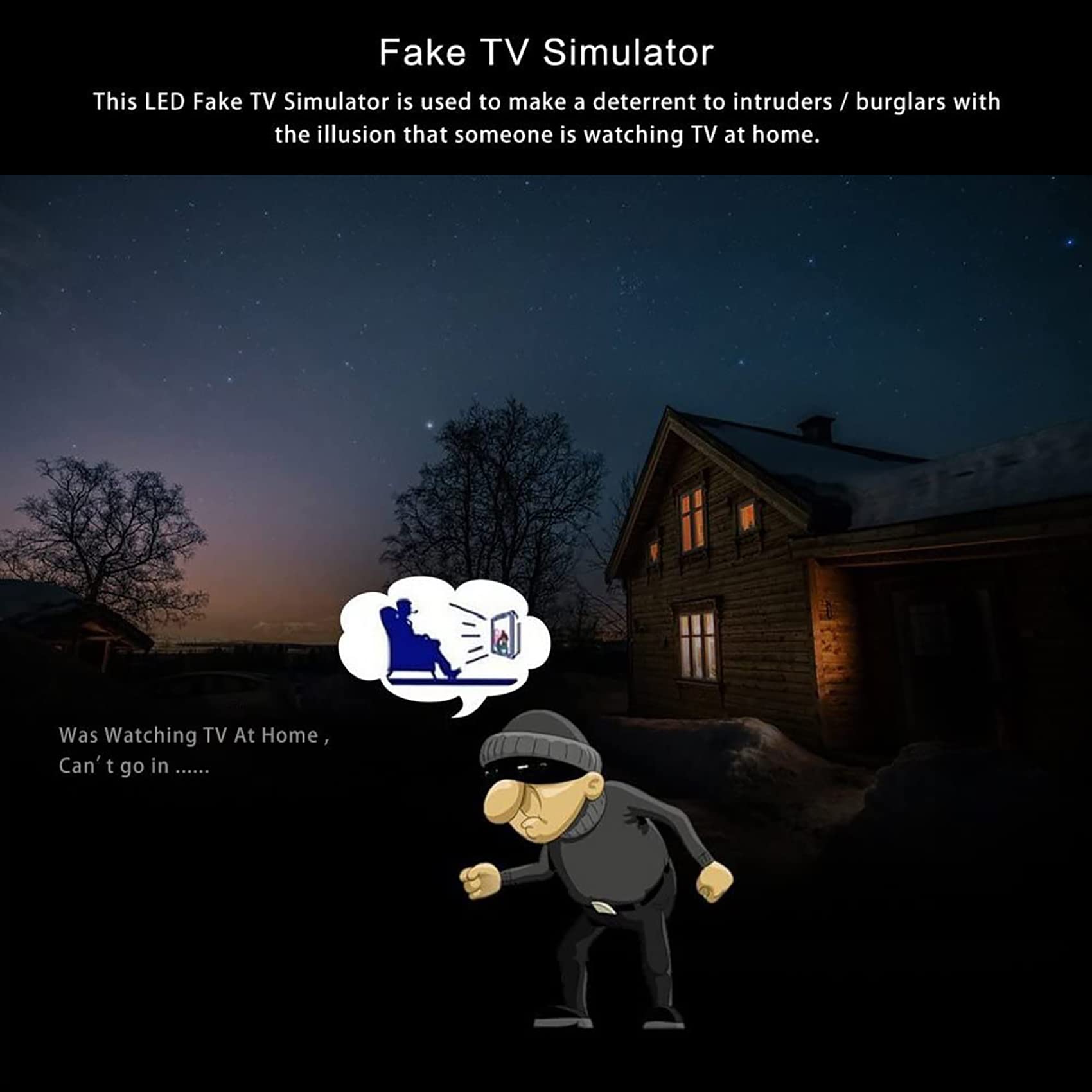 Simulateur TV LED avec protection contre le cambriolage – Faux éclairage TV 2 W avec minuterie et capteur de lumière, alimenté par USB – Améliore la sécurité de la maison avec 4 modes – Alimentation