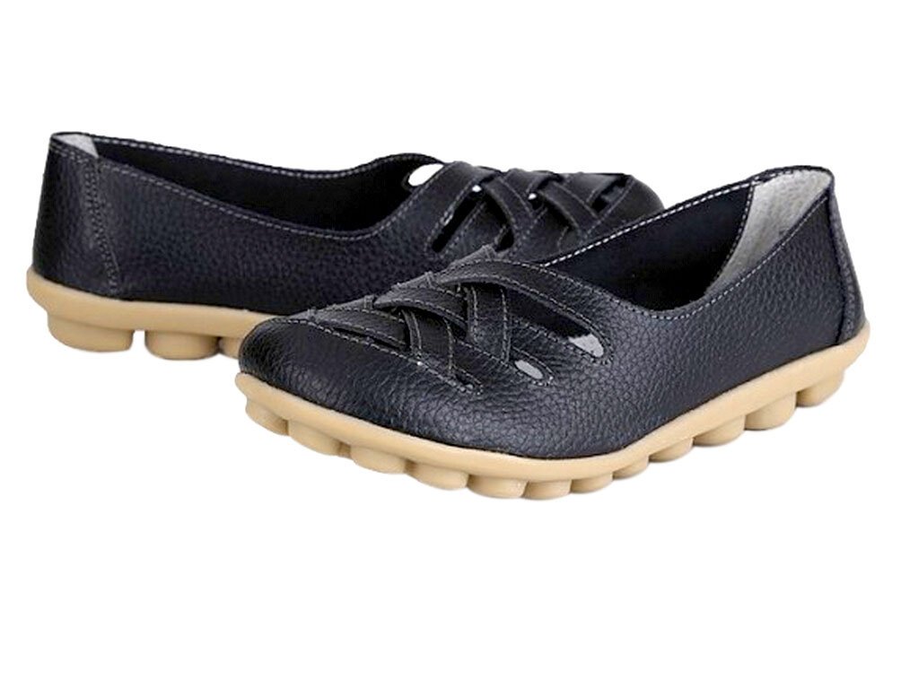 Photo 1 of *SEE NOTES* WenHong Womens Ladies Casual Cut Out Leather Loafers 10 B(M) US Black