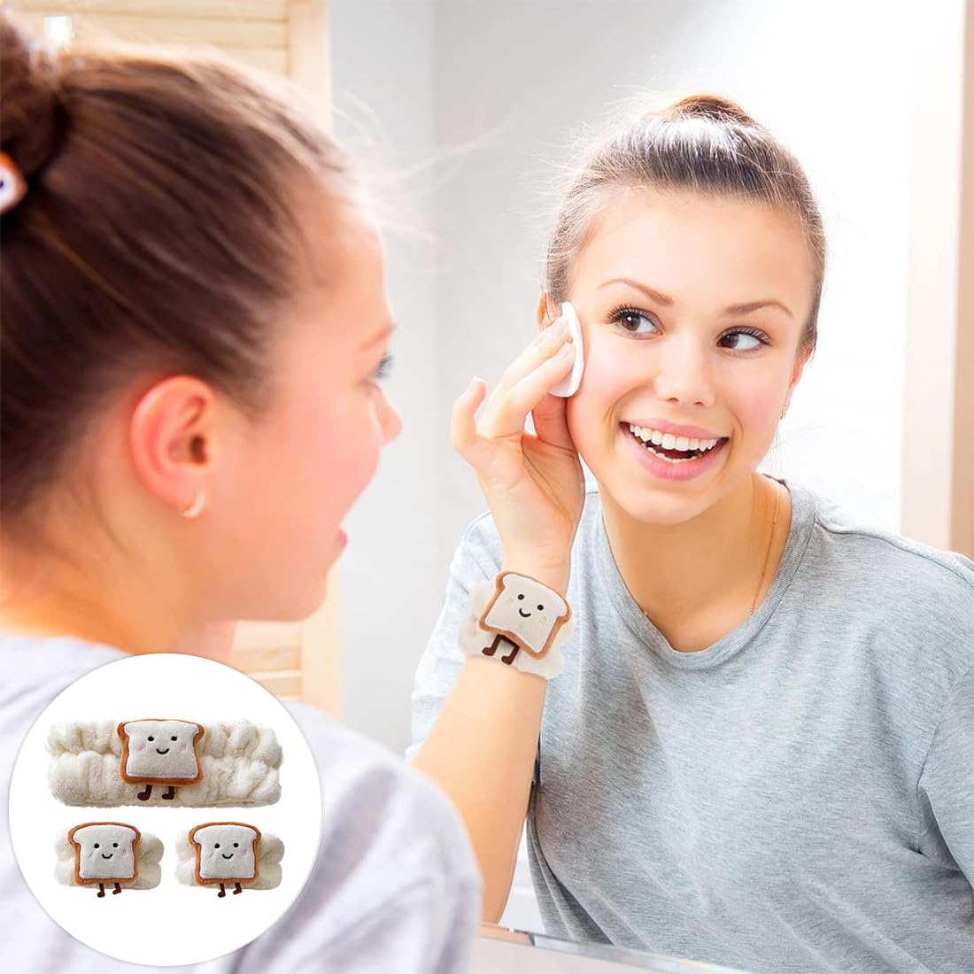 EAVUYIS 3 Pezzi Fasce per Lavaggio di Viso,Fasce del Sudore per Cura di Pelle Polsino Morbido, Polsini per Lavaggio del Viso, per Skincare per Sport Yoga Spa Doccia