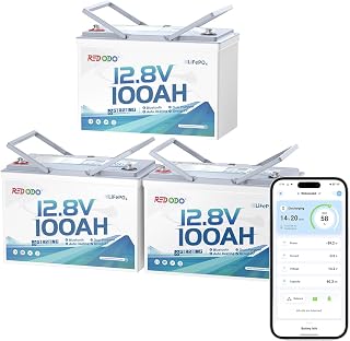 Redodo 12V 100Ah Smart Bluetooth Dual-Purpose Marine Lithium Battery, 900CCA Group27 Starting Marine Battery with Energy Reserve Mode & Heating 3 PACK