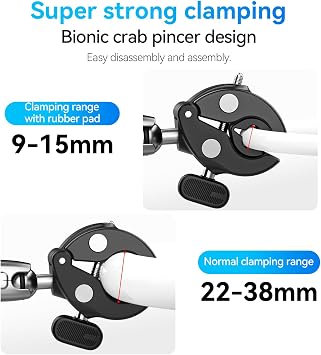 TELESIN Duall Ball Clamp Mounting Rod Pole Bicycle Bicycle Motorcycle Handlebar Tube Holder Accessories GoPro Hero 13 12 11 10 9 8, DJI Osmo Action 5 Pro 4 3 Compatible with Insta360 X3 X4 Go3 Ace Pro