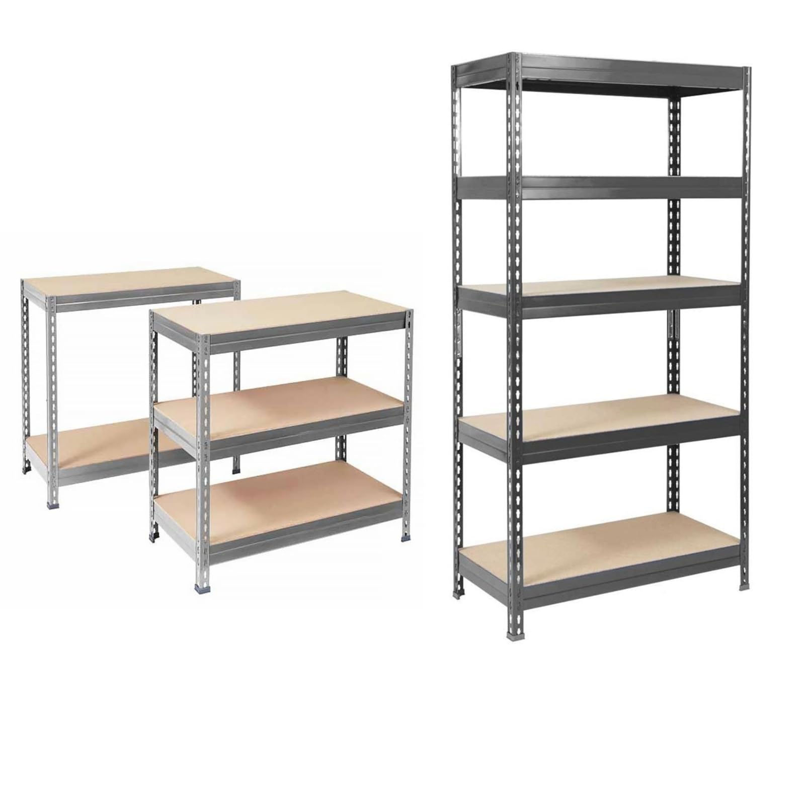 KARAT Rayonnages Charges Lourdes en métal pour Magasin & Garage - Étagères modulable à Grande Tenue - Rangement métallique pneus Charge Max. 1250 kg-Grizzly-Anthracite-Gris, 220 x 90 x 45 cm