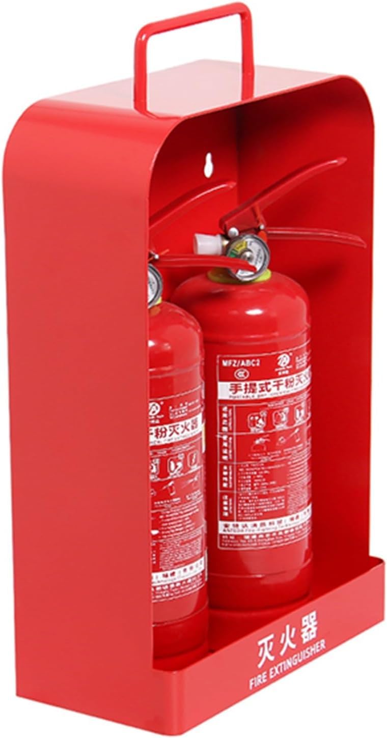 Extintor de incendios, caja decorativa para extintor de pared, para 2 soportes para extintores de 1 ~ 3 kg (blanco)