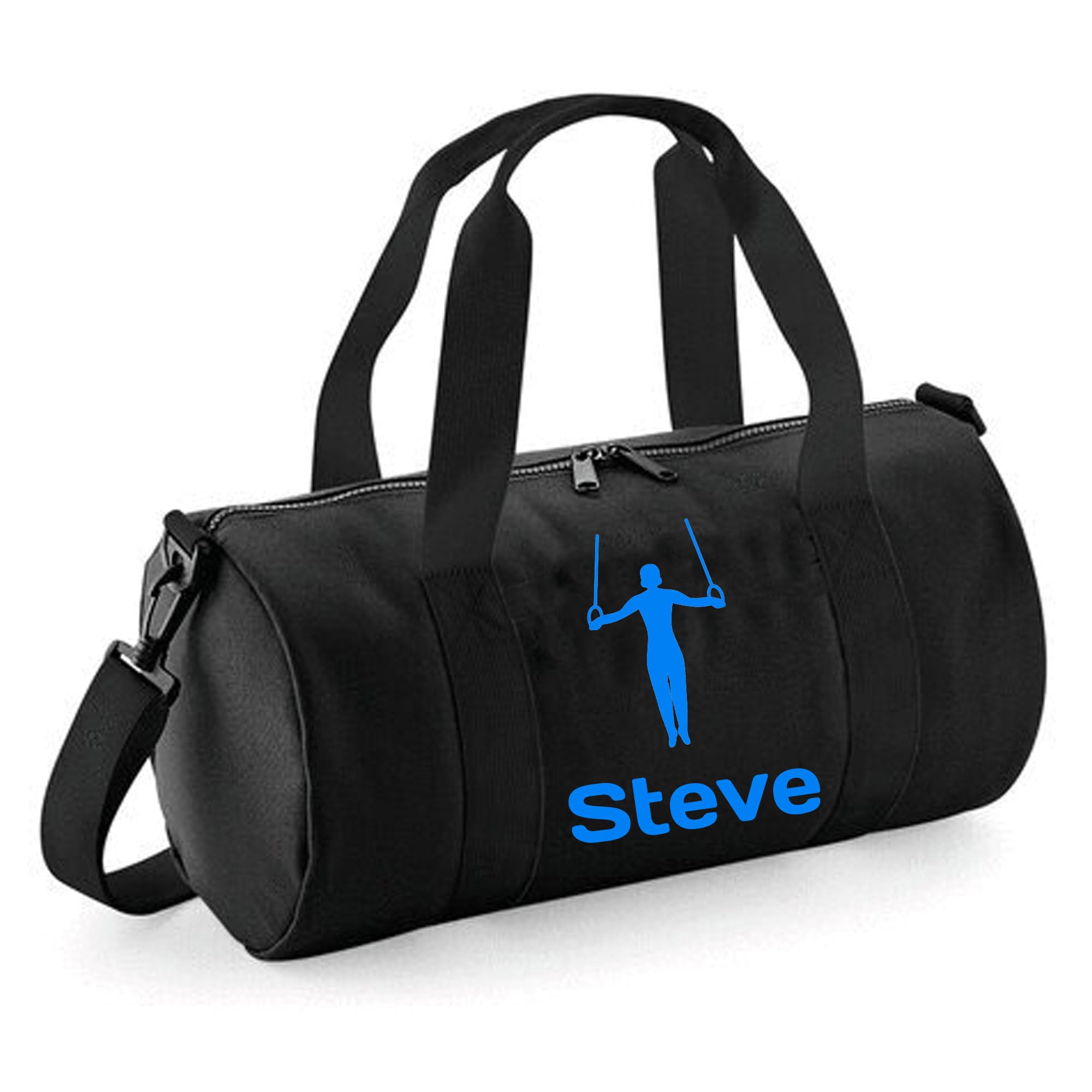 Always Looking Good Personalised Gymnastics Bag Boys Dance Bags for Boys Kids Gym Bag Perfect Gymnastics Gifts & Sports Equipment Storage 20x20x40cm 12L Rings Design Barrel Bag for Gymnastics (Black)
