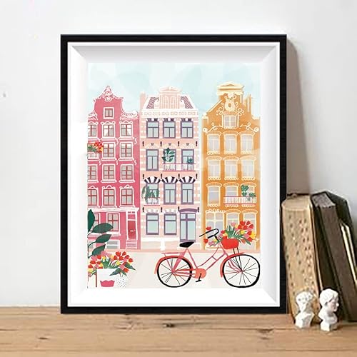 Miniatura 3 de LIULIMI Kit de pintura de diamantes de paisaje del mundo 5D, kit de arte de diamantes, arte de diamantes redondos, estilo de dibujos animados de