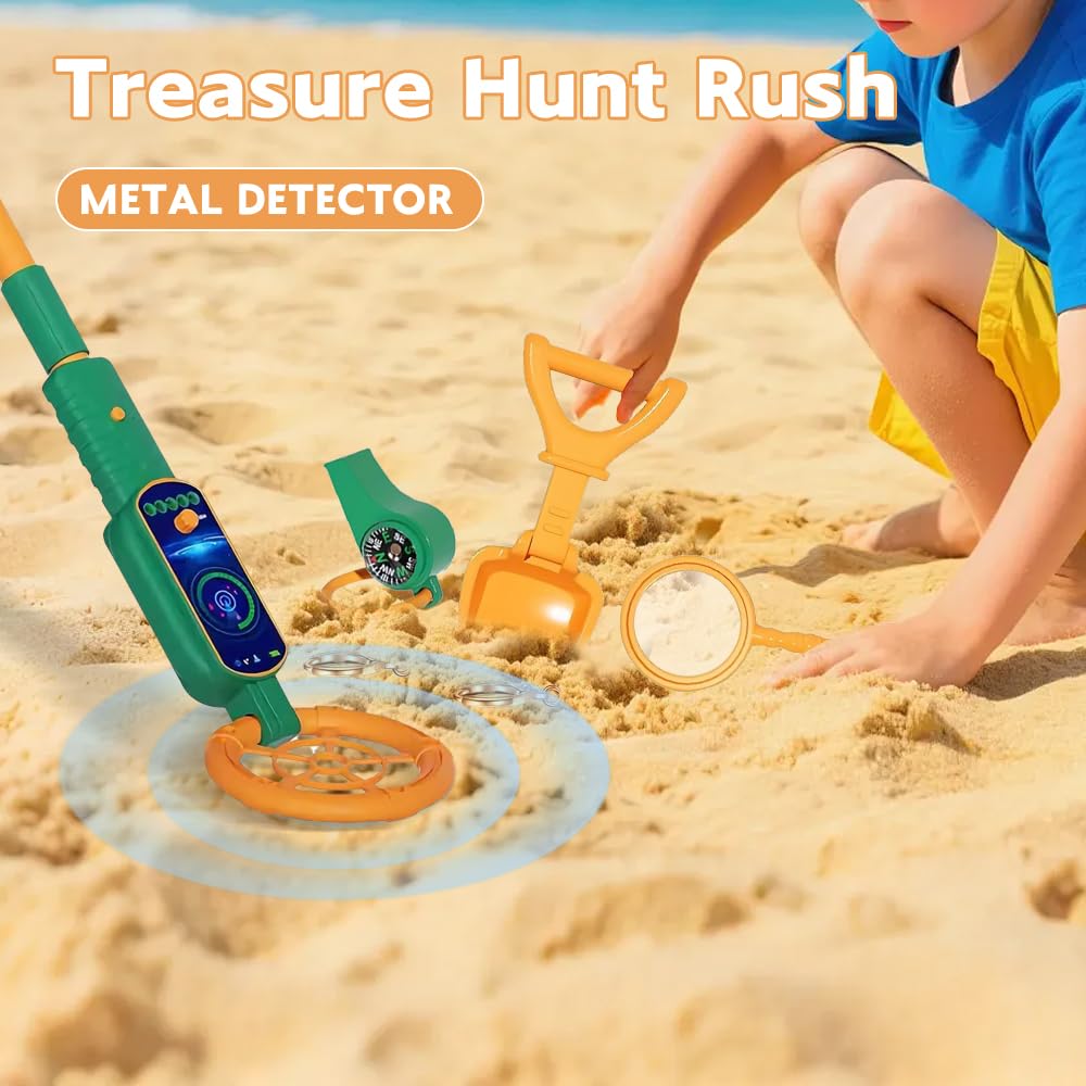 Metalldetektor Für Kinder,Metalldetektor Kinder Einstellbar, Einstellbar Von 60-80cm,Kinder Metalldetektor Mit Lupe Und Schaufel,Metal Detector Kids Für Die Erkundung Im Freien