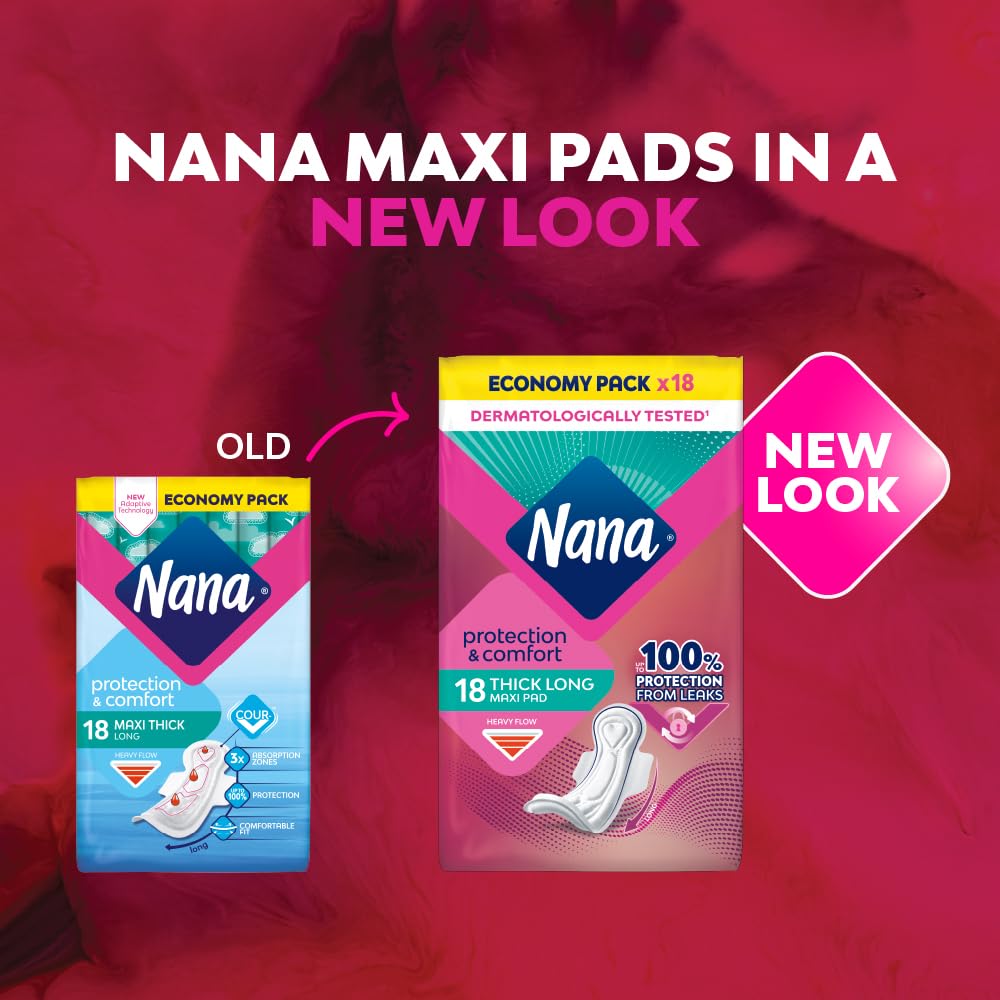 Nana Maxi Normal podpaski higieniczne Maxi, 4 sztuki w opakowaniu (4 x 18 sztuk)