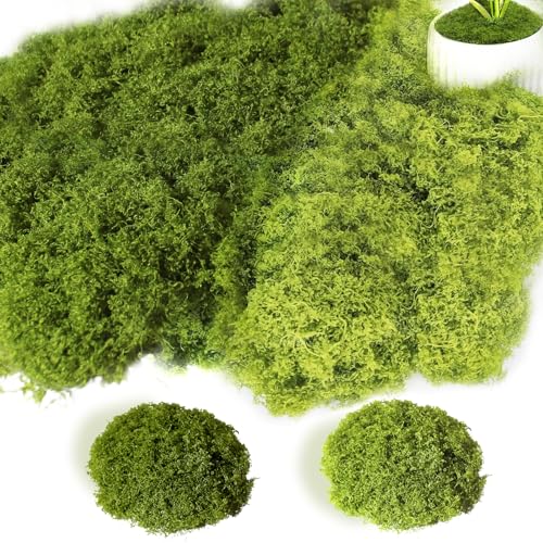 Luxoraiova Kunstmoos 200g zum Basteln & Dekorieren 2 Farben Dunkelgrün & Hellgrün Kunstliches Moos für Modellbau Krippe Aquarium Deko-Wand Miniaturgärten