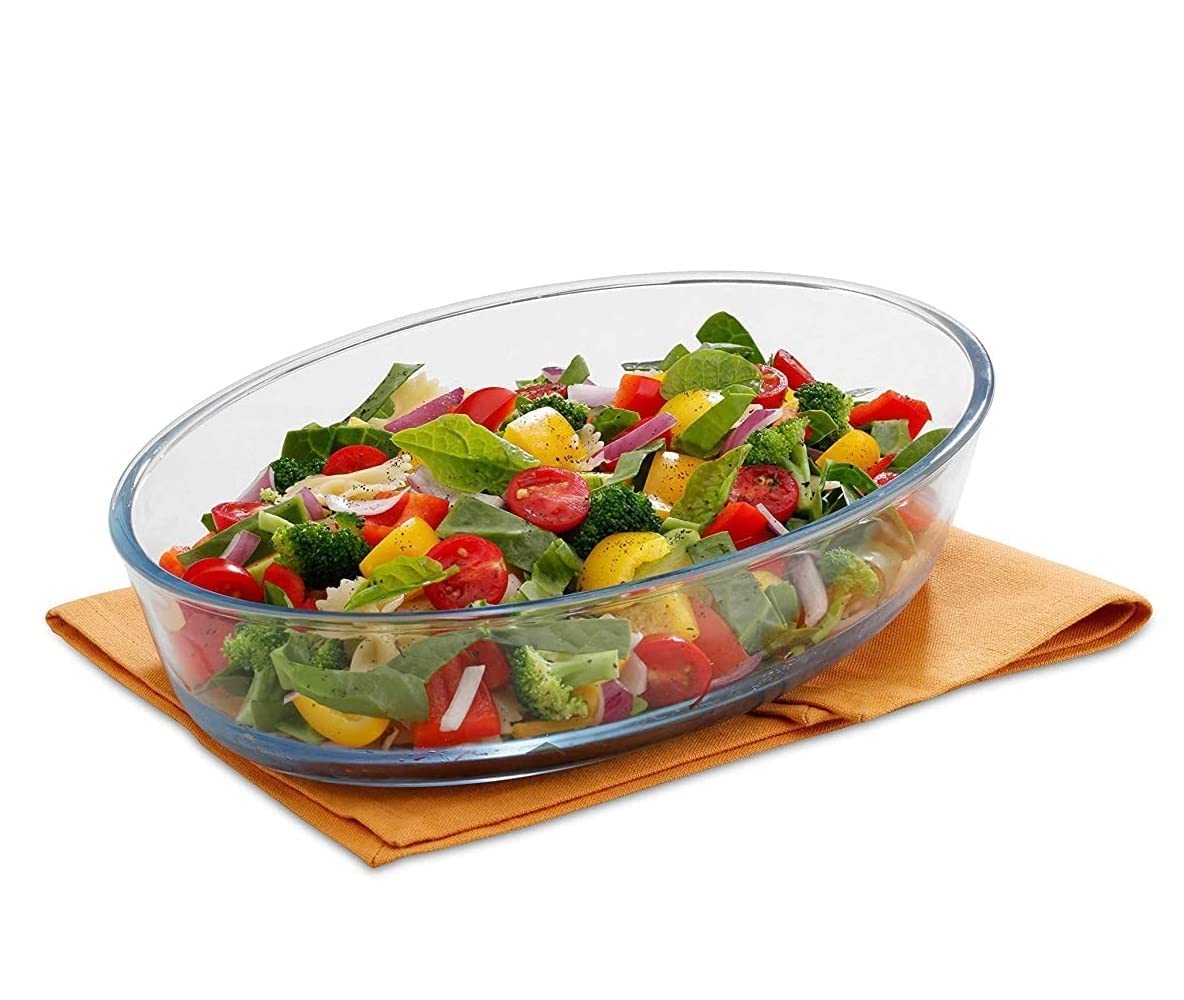 Red-Rubby Glass Baking Dish Serving Tray, Transparent, Microwave Oven Dishwasher Freezer Safe, Oval (Set of 3 - Small, Medium & Big) 1