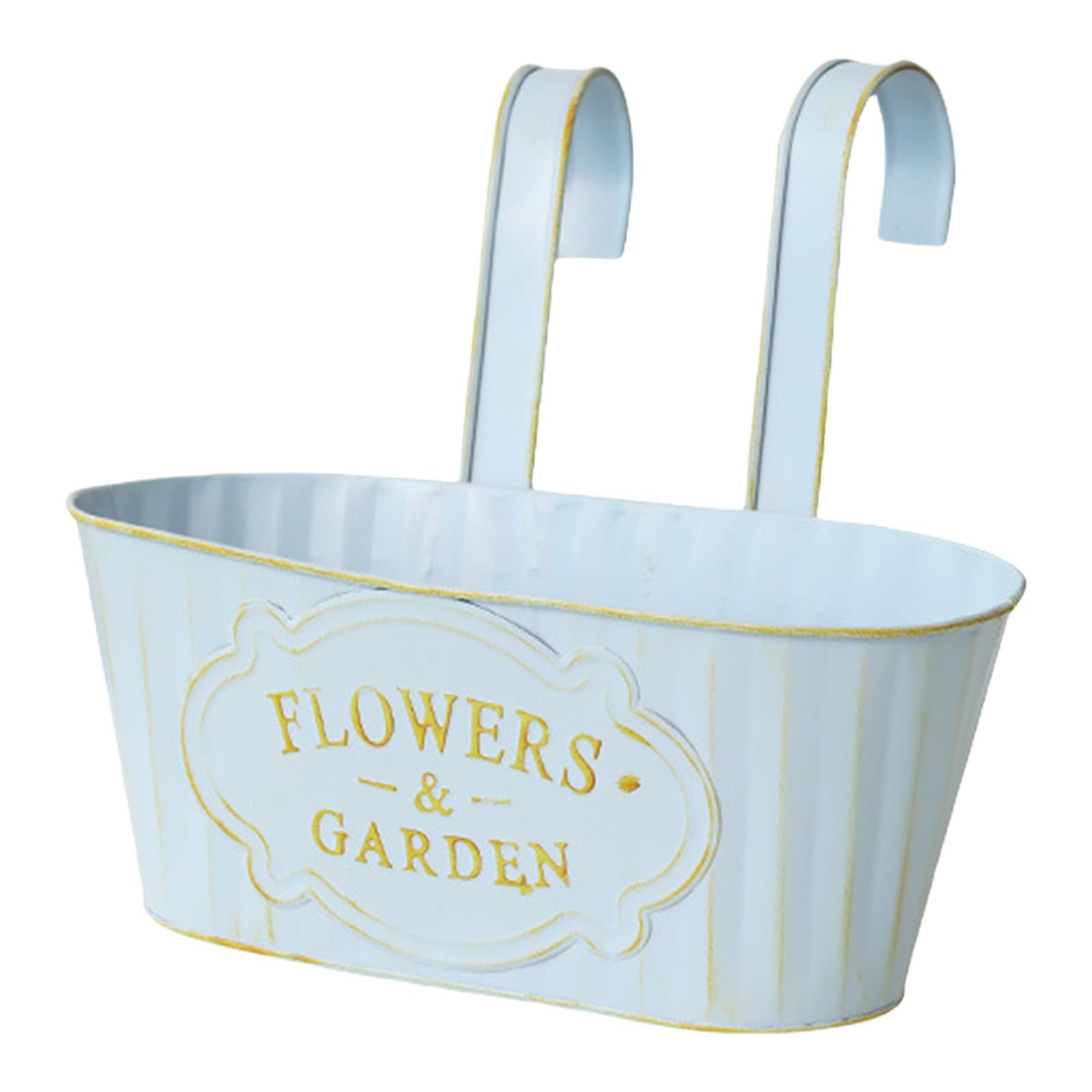HZGFNBZ Metal Hanging Flower Pots for Railing Fence Railing Planter Balcony Countryside with Detachable Hooks for Garden Yard Space Saving Garden Pots