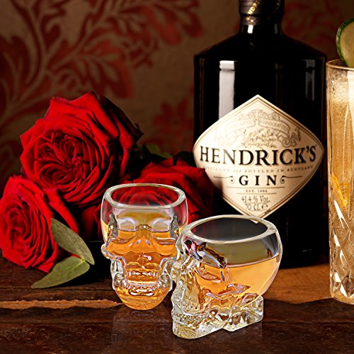 Mygift Clear Glass Novelty Skull Face Liquor Shooter Shot Glasses, Decorative Halloween Drinkware - 2.8 Oz, Set Of 6 #TOP3