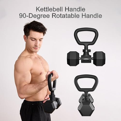 Miniatura 3 de Barra convertidora de mancuernas 2 en 1, convertidor de mancuernas a barra con mango de pesas rusas, soporta hasta 200 libras para levantamiento de