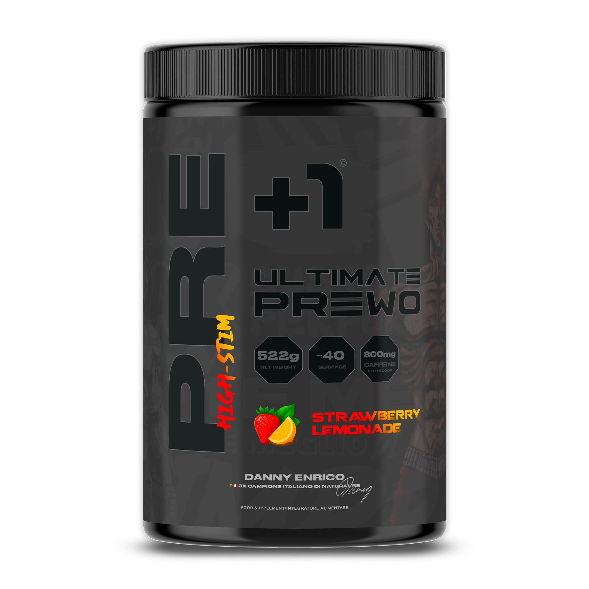 +1® Pre Workout Definitivo - Massima Performance, Dosi Scientifiche e Gusto - 200 mg Caffeina - Citrullina, Beta Alanina, Betaina e Glicerolo - No Formicolii - 517 g, 40 Porzioni - Strawberry Lemonade