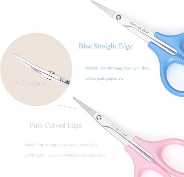 2Pcs Eyebrow Grooming Scissors, Men Women Eyebrow Clippers, Curved and Straight Eyebrow Trimmer Scissors Set with Protective Cover for Trimming Eyelash Eyebrow, Facial Nose Hair, Eyelash Extensions