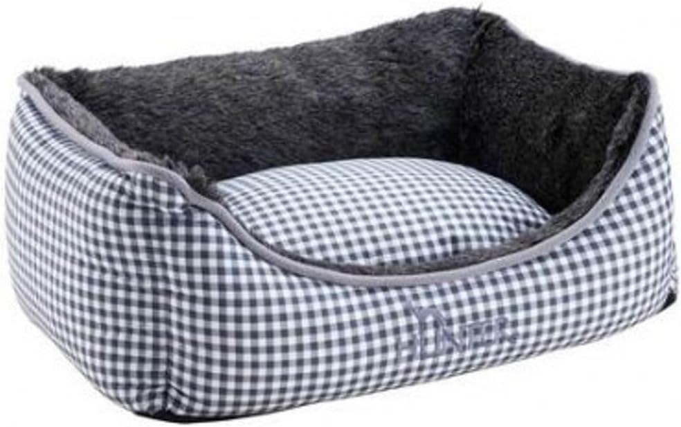 hunter Astana Dog Sofa with Plush, 80 x 60 cm, Grey Checked