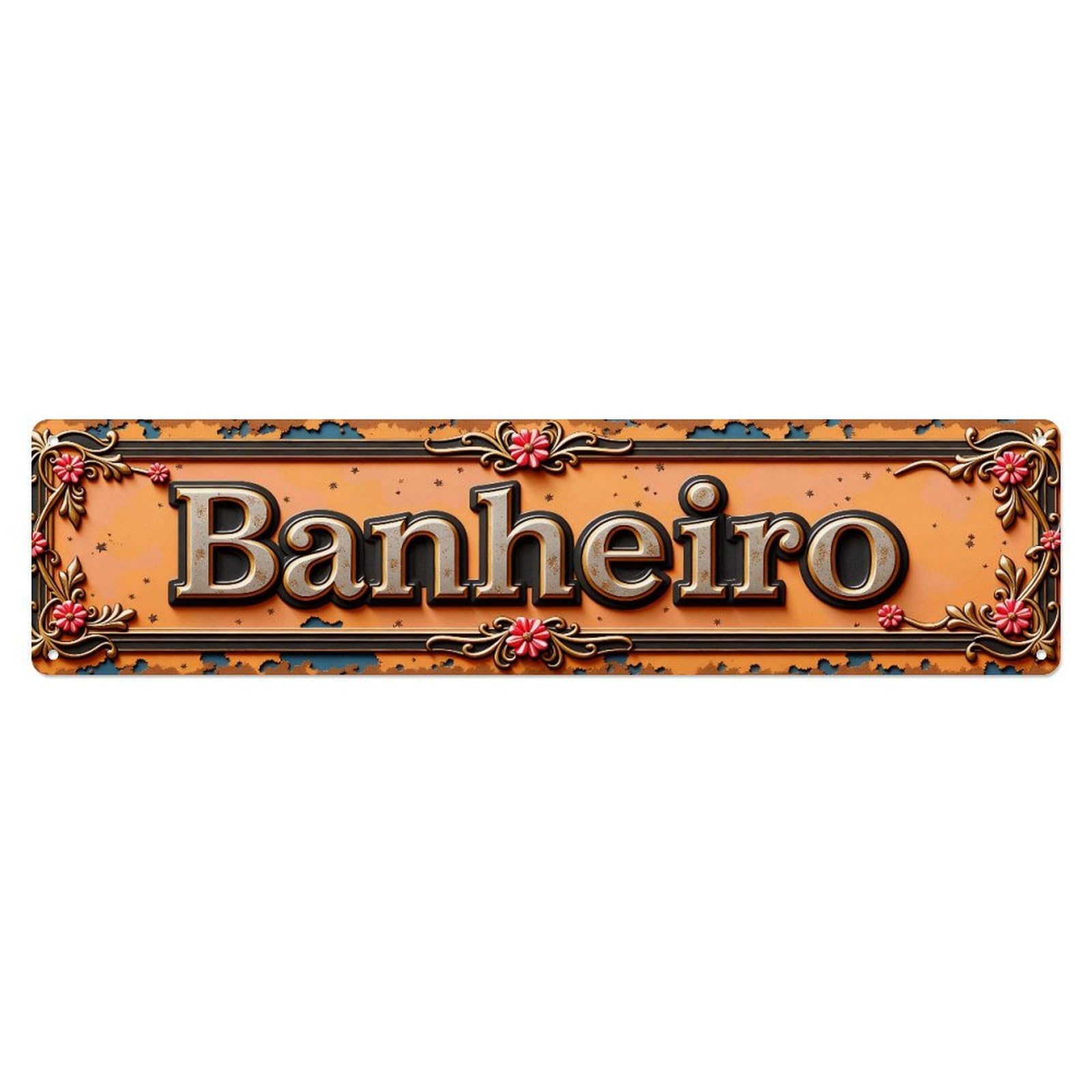 Banheiro Ornate Floral Vintage Sign Metal Tin Sign Plaque