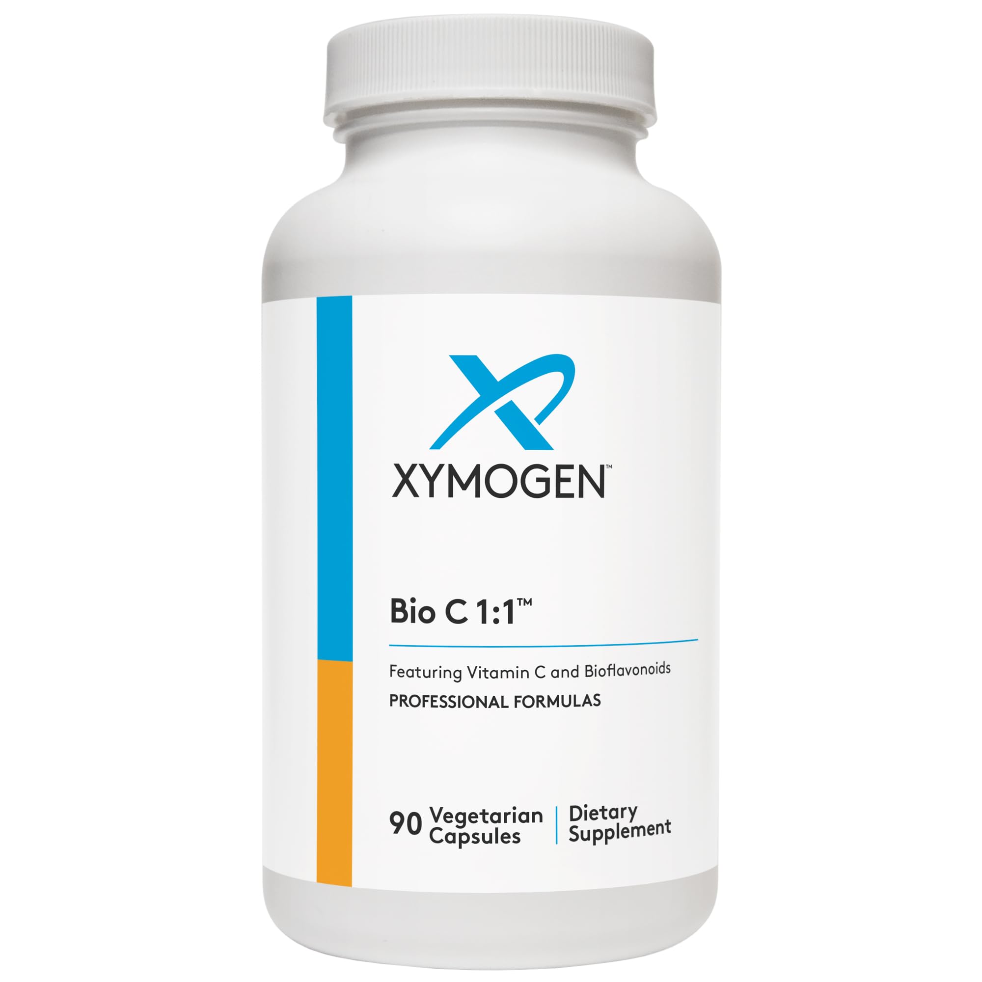 XYMOGEN Bio C 1:1 - High Potency Vitamin C Supplement with Citrus Bioflavonoids - Antioxidant + Immune Support, Promotes Collagen Synthesis (90 Vitamin C Capsules)