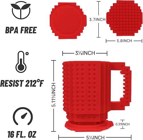 Miniatura 7 de Fubarbar - Taza de café novedosa con diseño de ladrillo para niños con pajilla, divertido regalo de Navidadcumpleaños para hombres, mujeres y niños