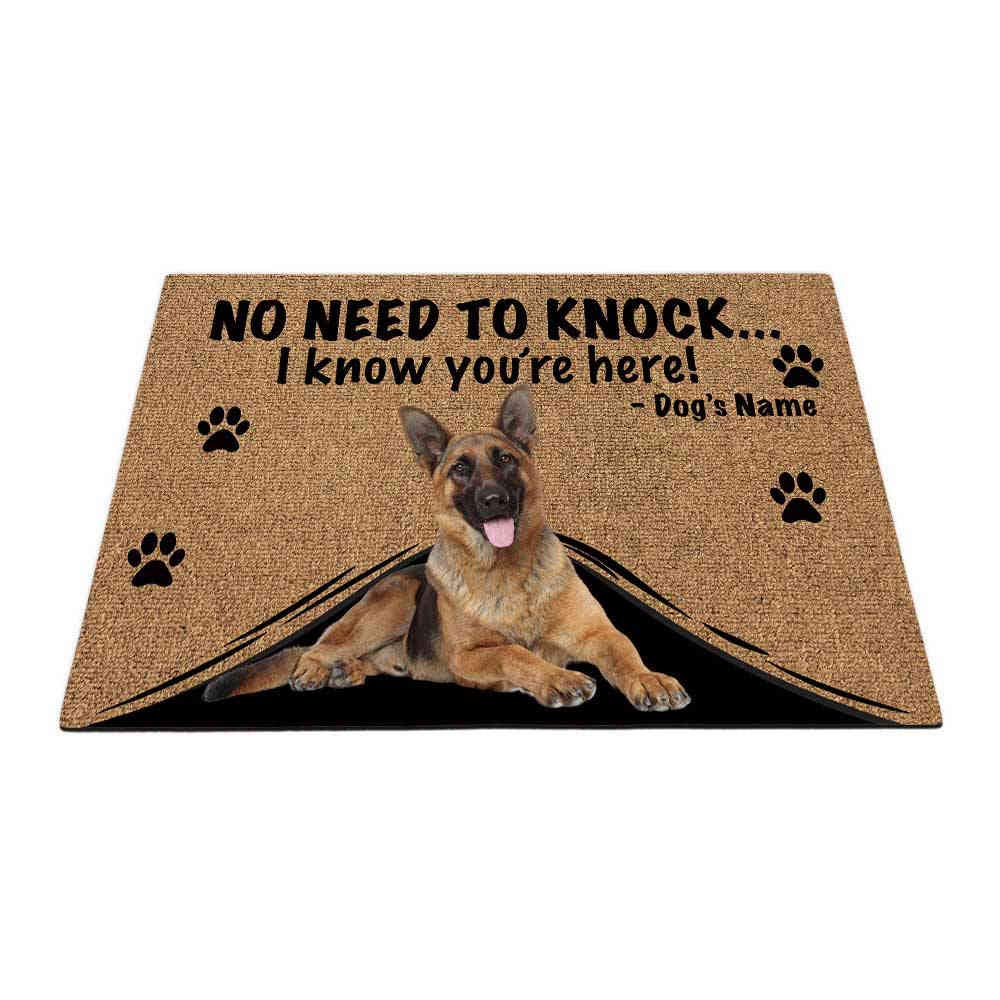 BAGEYOU Personalized Doormat with My Love Dog Lovely German Shepherd Dog Welcome Floor Mat Not Need to Knock I Know You're Here 27.5" x 17.7"