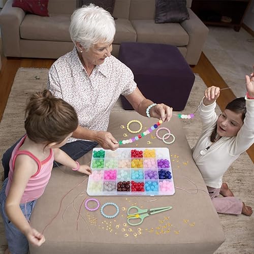 Miniatura 3 de 480 cuentas de cristal de 0.315 pulgadas (0.315 in), 24 colores, cuentas de cristal para pulseras, pulseras de la amistad, kit de fabricación de