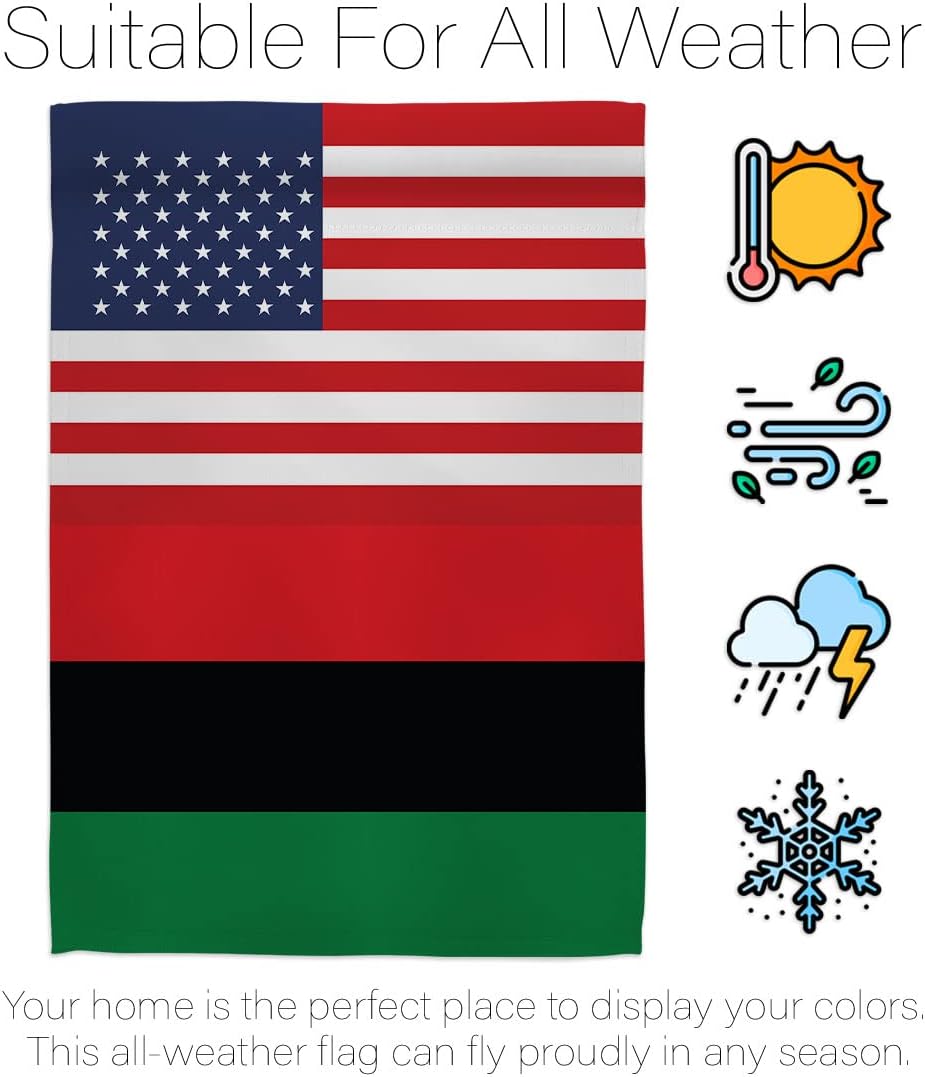 African American US Friendship Garden Flag - Set with Stand Regional Nationality Nation International World Country Particular Area - House Banner Small Yard Gift Double-Sided 13 X 18.5
