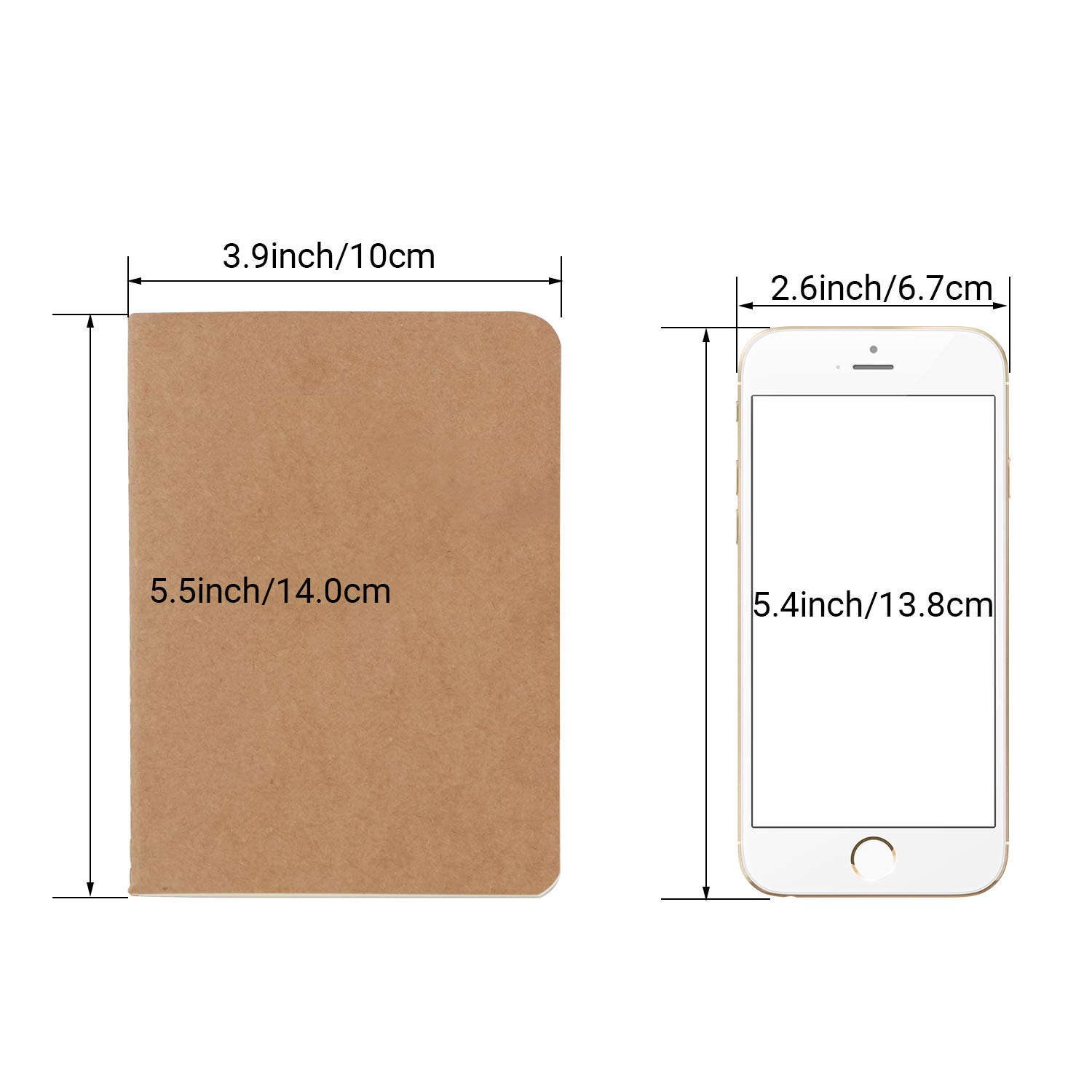 EUSOAR Kraft-Notizbuch, unliniert, A6, 9,9 x 14 cm, blanko, unliniert, blanko, Reisetagebuch, Notizblock-Set, Bulk, Studenten, Büro, Schreibtagebuch, Notizbücher, Papier