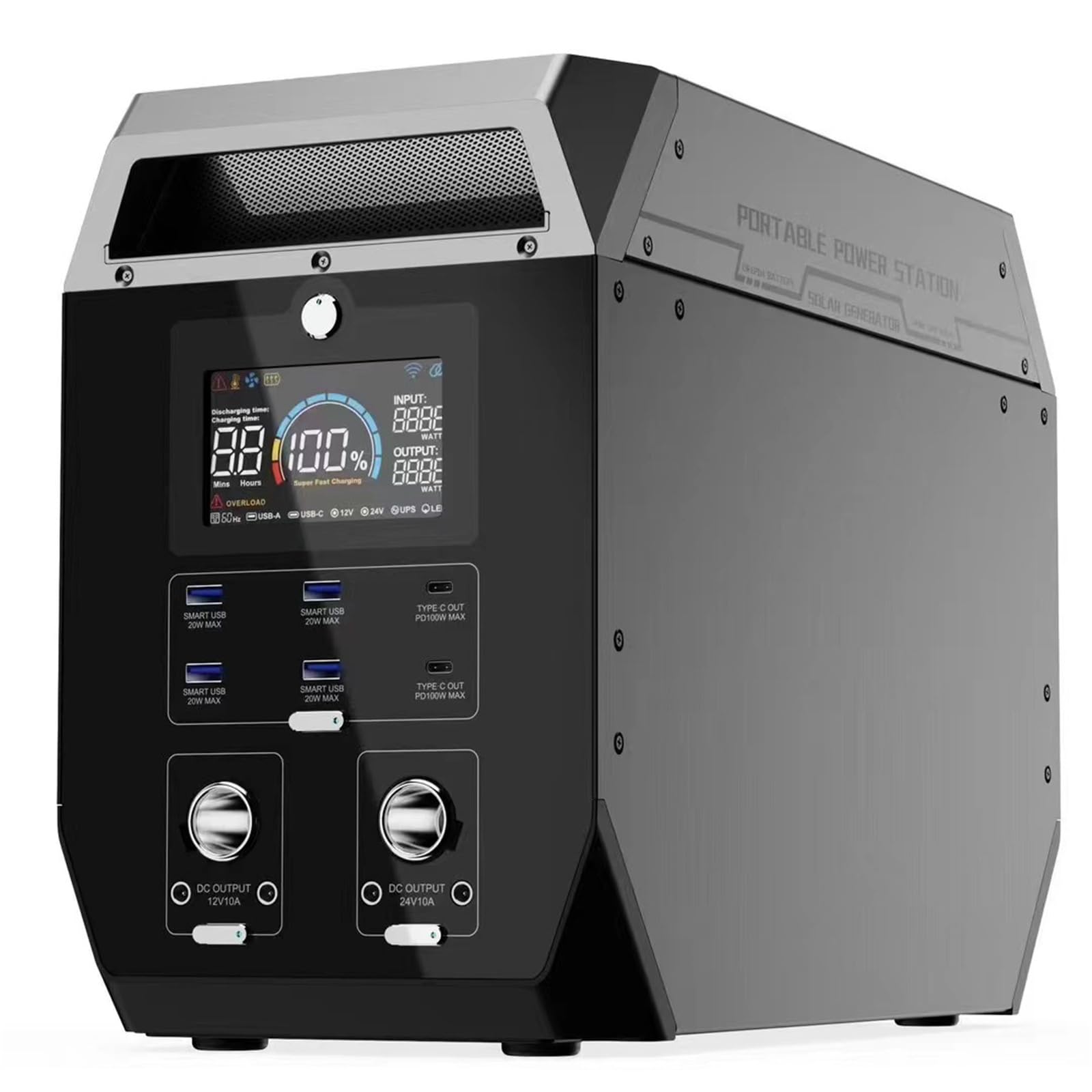 Stazione di alimentazione portatile 2000 W, batteria per generatori 2000 Wh, 110/220 V/2000 W (picco 4000 W), accumulo di energia mobile con uscita CA/USB, generatore di corrente, per viaggi/campegg