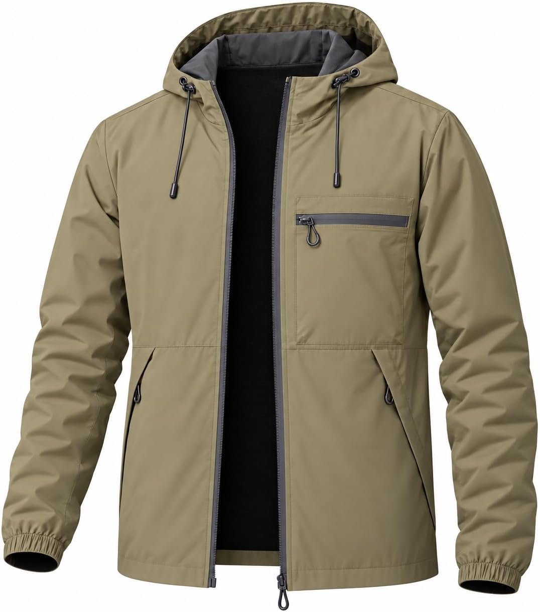 Men's Lightweight Windbreaker Jacket Full-Zip with Chest Pocket