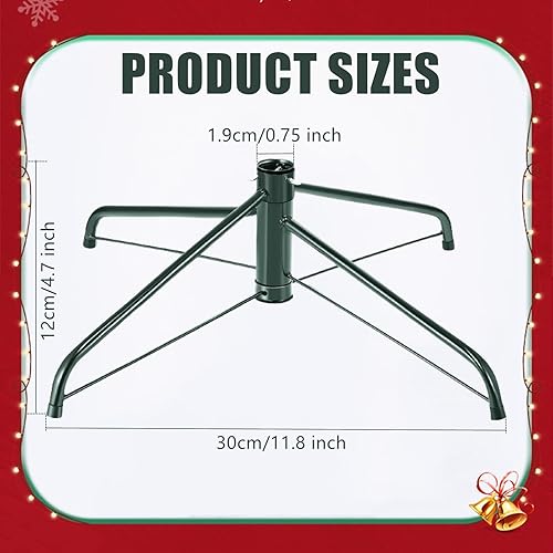 Miniatura 2 de KUANVE Soporte de metal para árbol de Navidad, base plegable de 12 pulgadas para árbol artificial de Navidad de 1 a 3 pies, soporte de árbol de