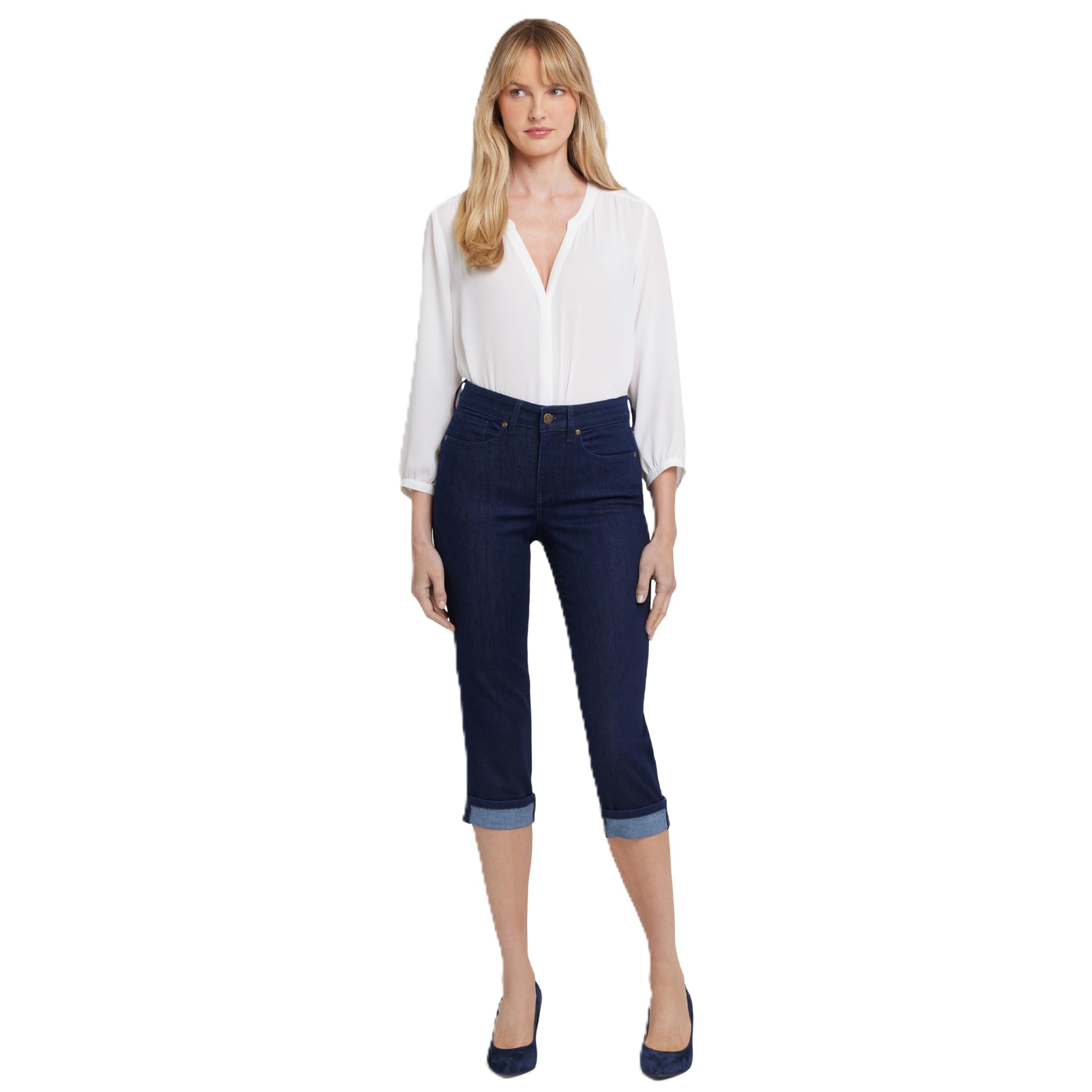 NYDJ Women's Marilyn Straight Cuff Cropped Slimming Jeans, Rinse, 2