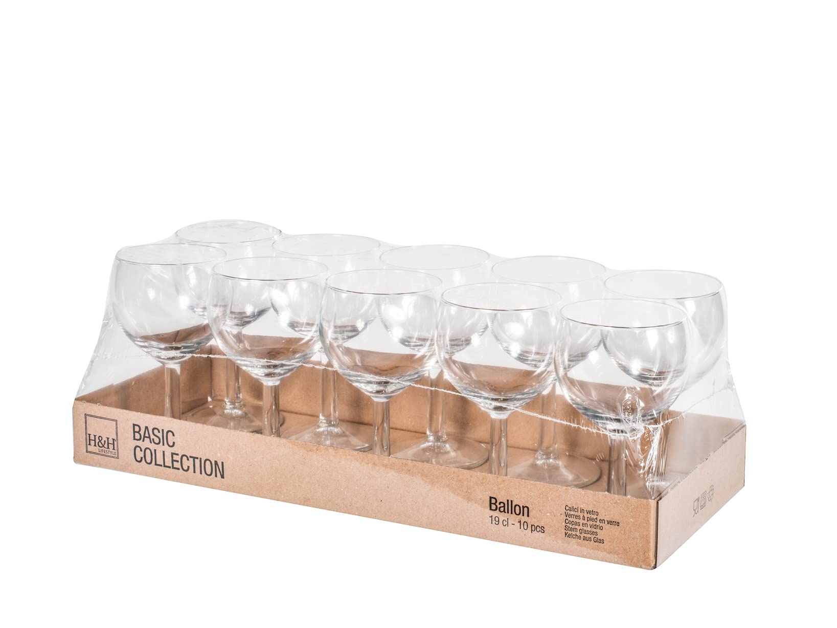 H&H Service de 10 verres flottants Balloon, 19 cl, pour vin et champagne